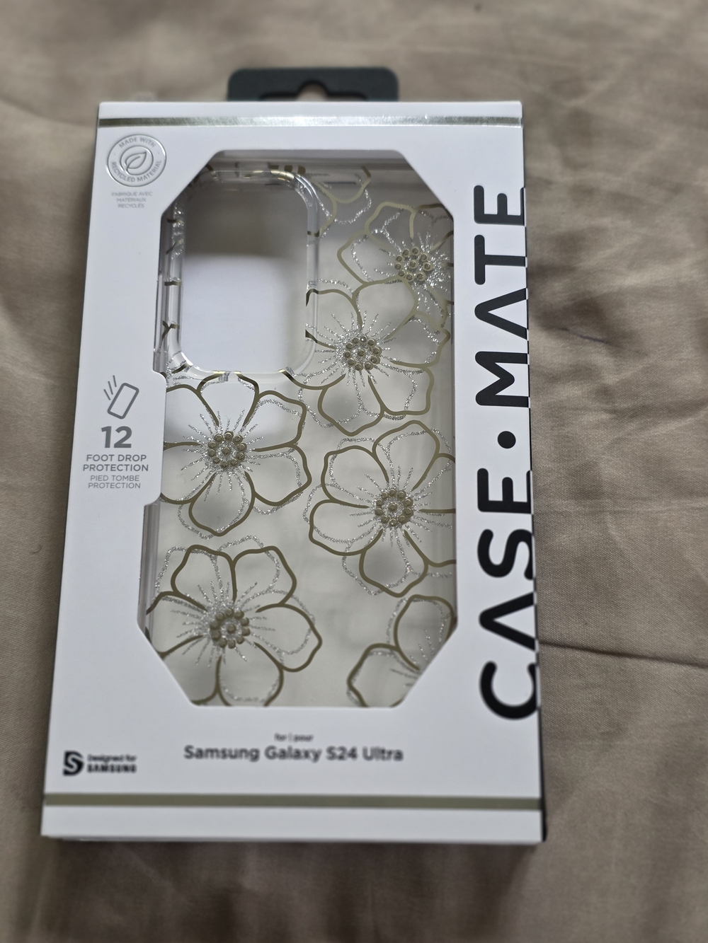 case-mate Clear Case with Gold Floral Design for Samsung Galaxy S24 Ultra